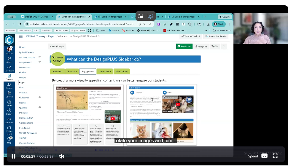 Zoom screenshot of DesignPlus Workshop Recording