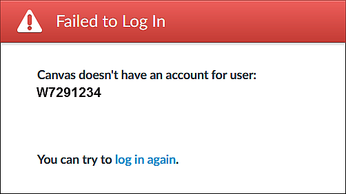 Not able to log in error message